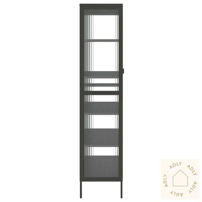 Highboard Svart 85X40X180 Cm Glass Og Stål