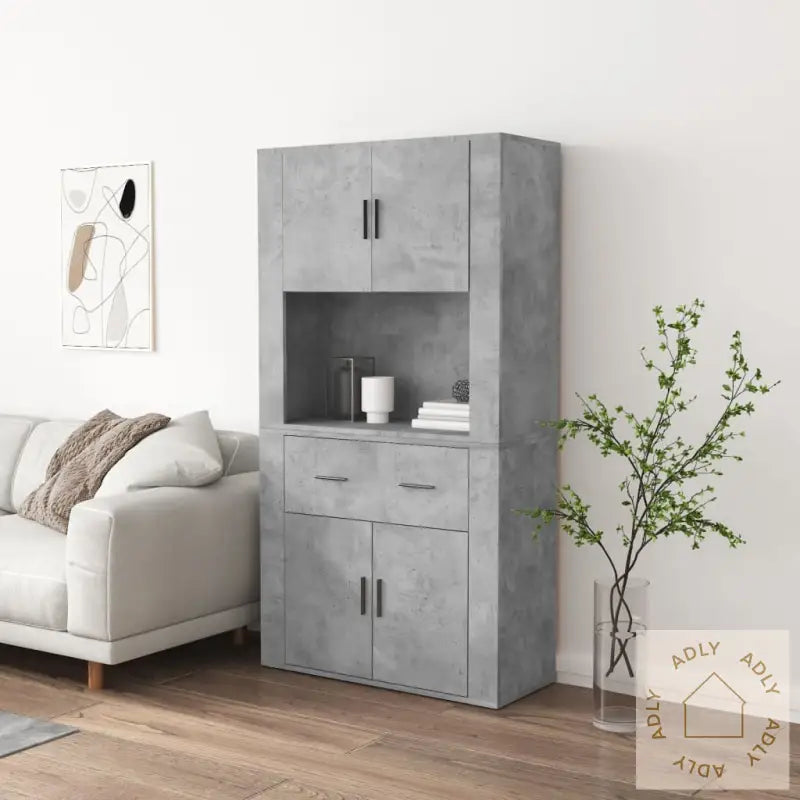 Highboard Betonggrå Konstruert Tre