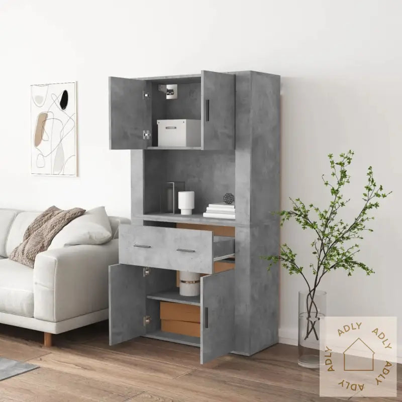 Highboard Betonggrå Konstruert Tre