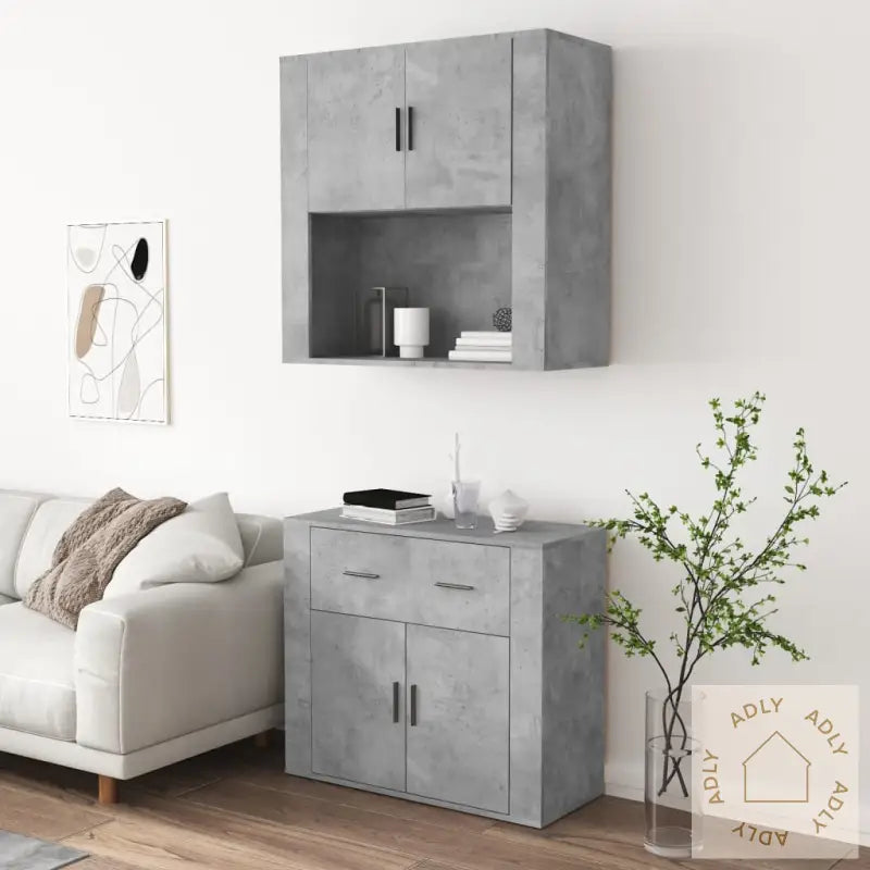 Highboard Betonggrå Konstruert Tre