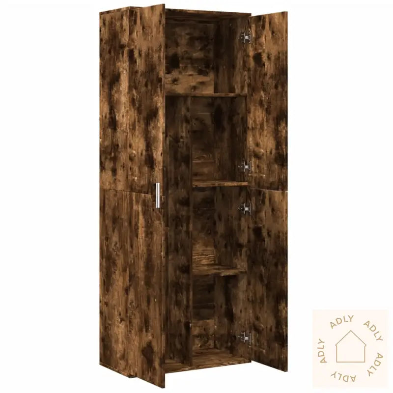 Highboard Røkt Eik 70X35X180 Cm Konstruert Tre