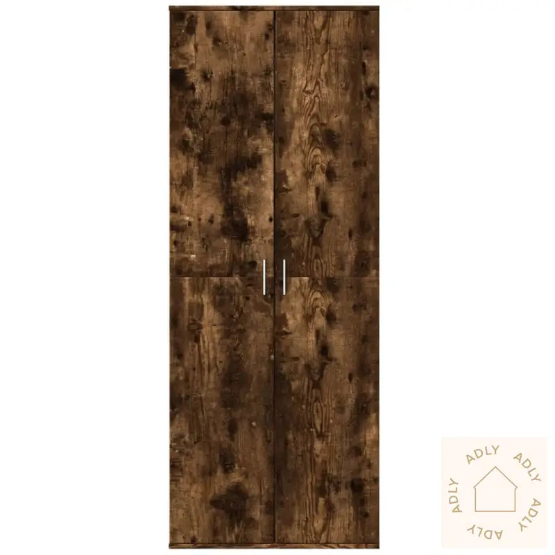 Highboard Røkt Eik 70X35X180 Cm Konstruert Tre