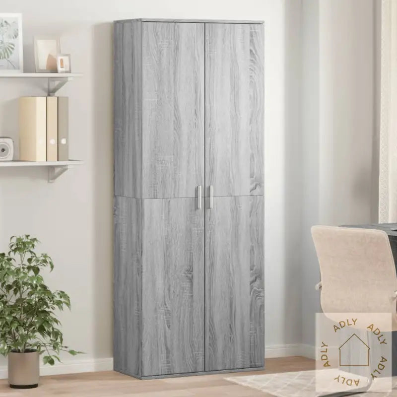Highboard Grå Sonoma 70X35X180 Cm Konstruert Tre