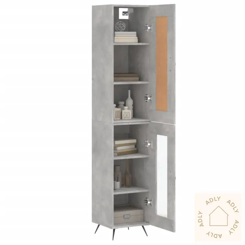 Highboard Betonggrå 34,5X34X180 Cm Konstruert Tre