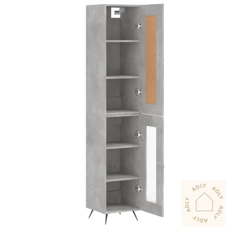 Highboard Betonggrå 34,5X34X180 Cm Konstruert Tre