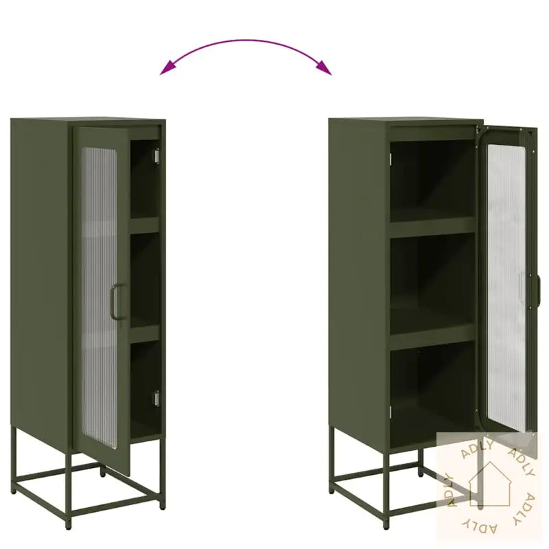 Highboard Olivengrønn 36X39X123 Cm Kaldvalset Stål