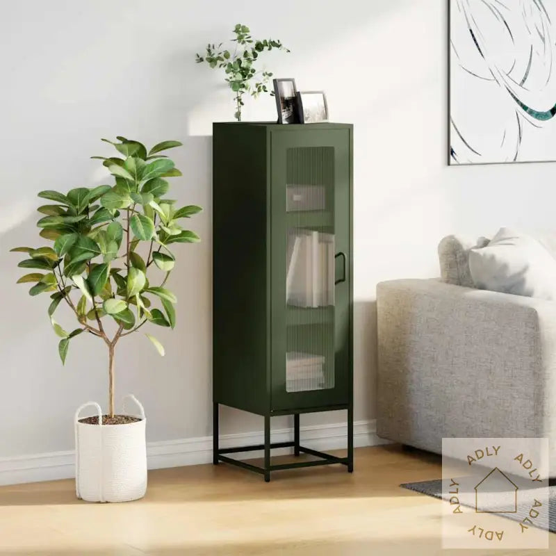 Highboard Olivengrønn 36X39X123 Cm Kaldvalset Stål