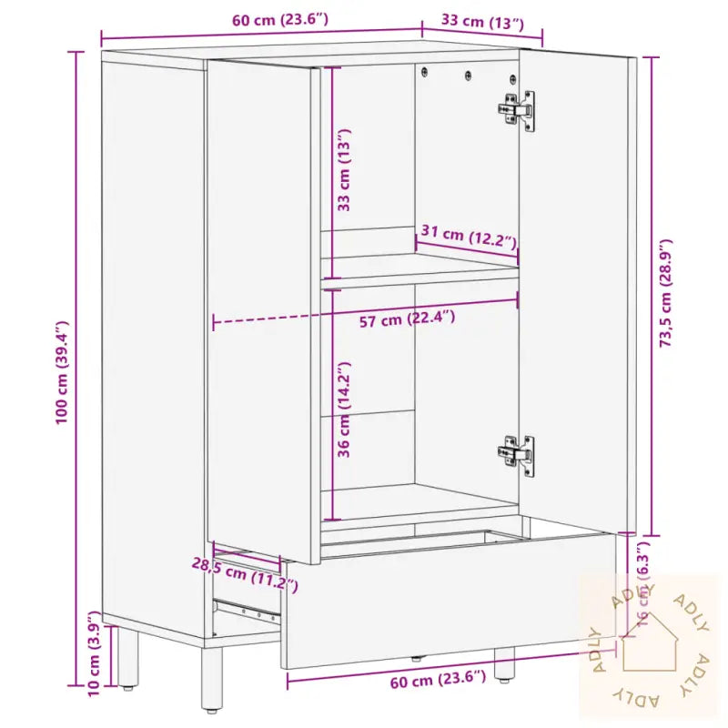 Highboard Svart 60X33X100 Cm Konstruert Tre