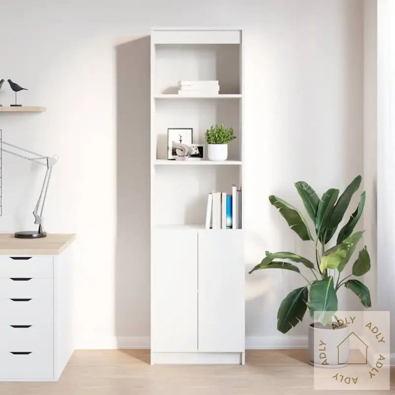 Highboard Hvit 50X35X180 Cm Konstruert Tre