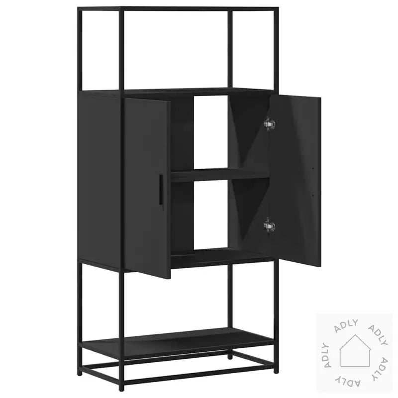Highboard Svart 68X35X139 Cm Konstruert Tre Og Metall