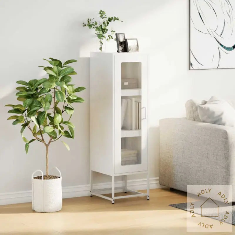 Highboard Hvit 36X39X123 Cm Kaldvalset Stål