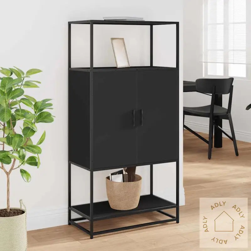 Highboard Svart 68X35X139 Cm Konstruert Tre Og Metall
