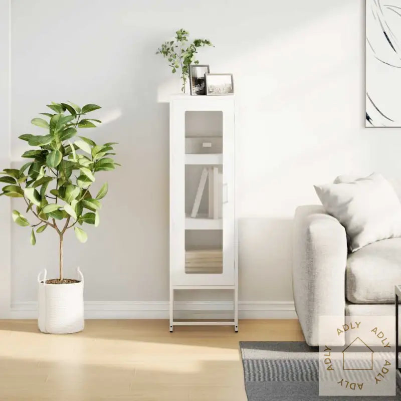 Highboard Hvit 36X39X123 Cm Kaldvalset Stål