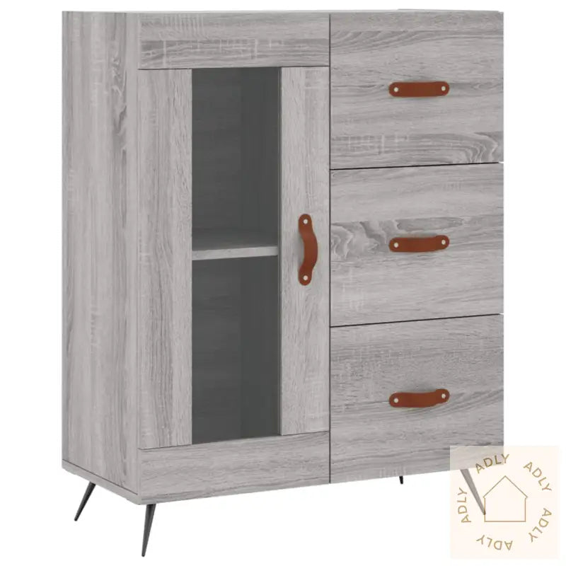 Highboard Grå Sonoma 69,5X34X180 Cm Konstruert Tre
