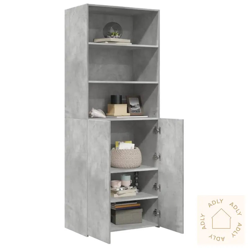 Highboard Betonggrå 70X42,5X185 Cm Konstruert Tre