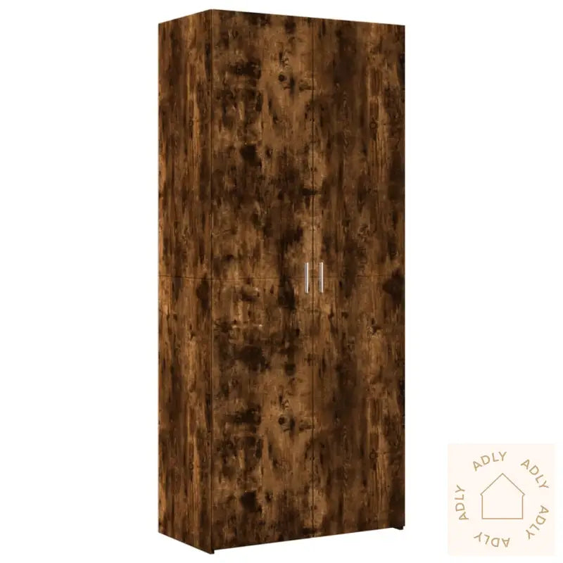 Highboard Røkt Eik 80X42,5X185 Cm Konstruert Tre