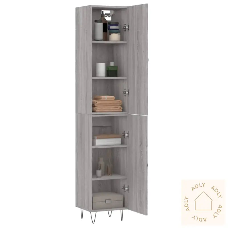 Highboard Grå Sonoma 34,5X34X180 Cm Konstruert Tre
