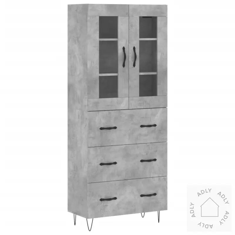 Highboard Betonggrå 69,5X34X180 Cm Konstruert Tre