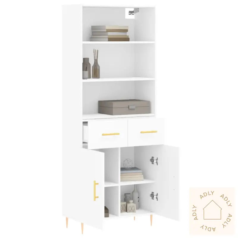 Highboard Hvit 69,5X34X180 Cm Konstruert Tre