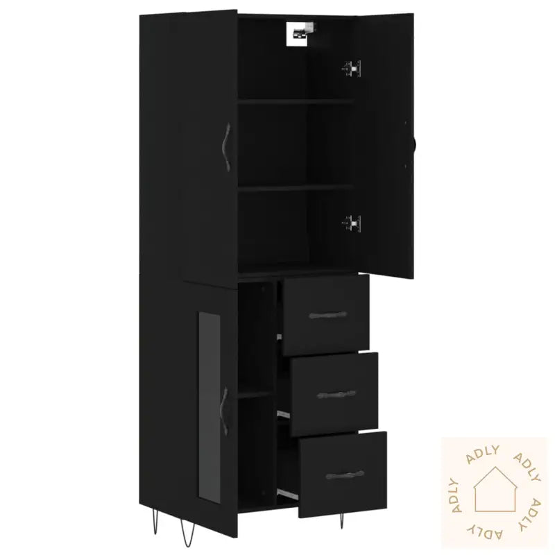 Highboard Svart 69,5X34X180 Cm Konstruert Tre