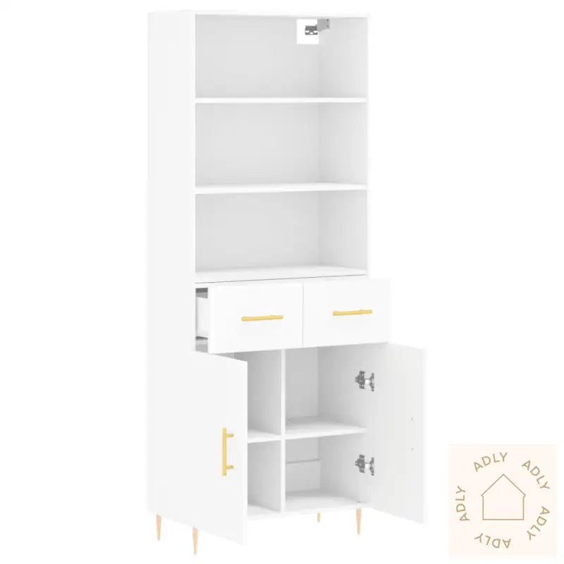 Highboard Hvit 69,5X34X180 Cm Konstruert Tre