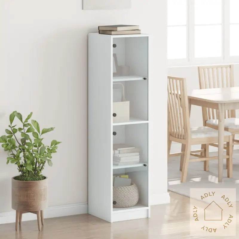 Highboard Med Glassdører Hvit 35X37X142 Cm