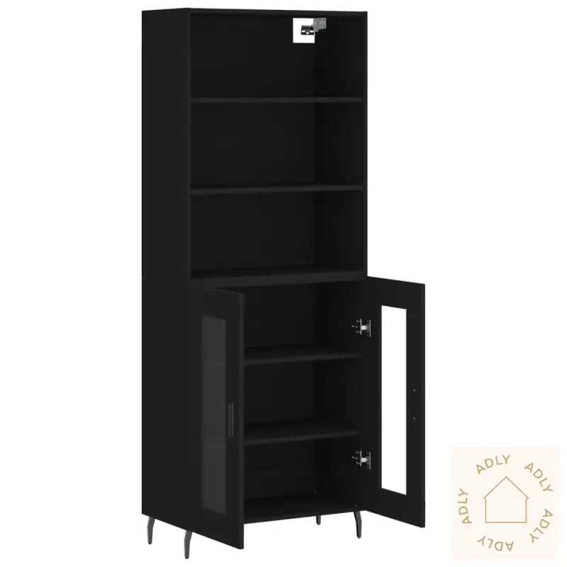 Highboard Svart 69,5X34X180 Cm Konstruert Tre