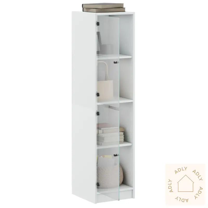 Highboard Med Glassdører Hvit 35X37X142 Cm