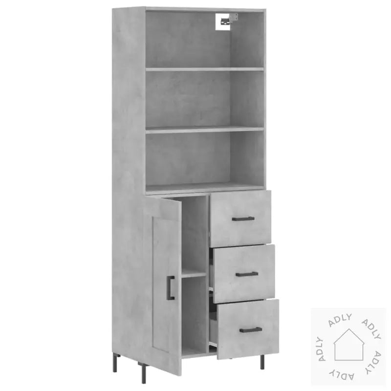 Highboard Betonggrå 69,5X34X180 Cm Konstruert Tre