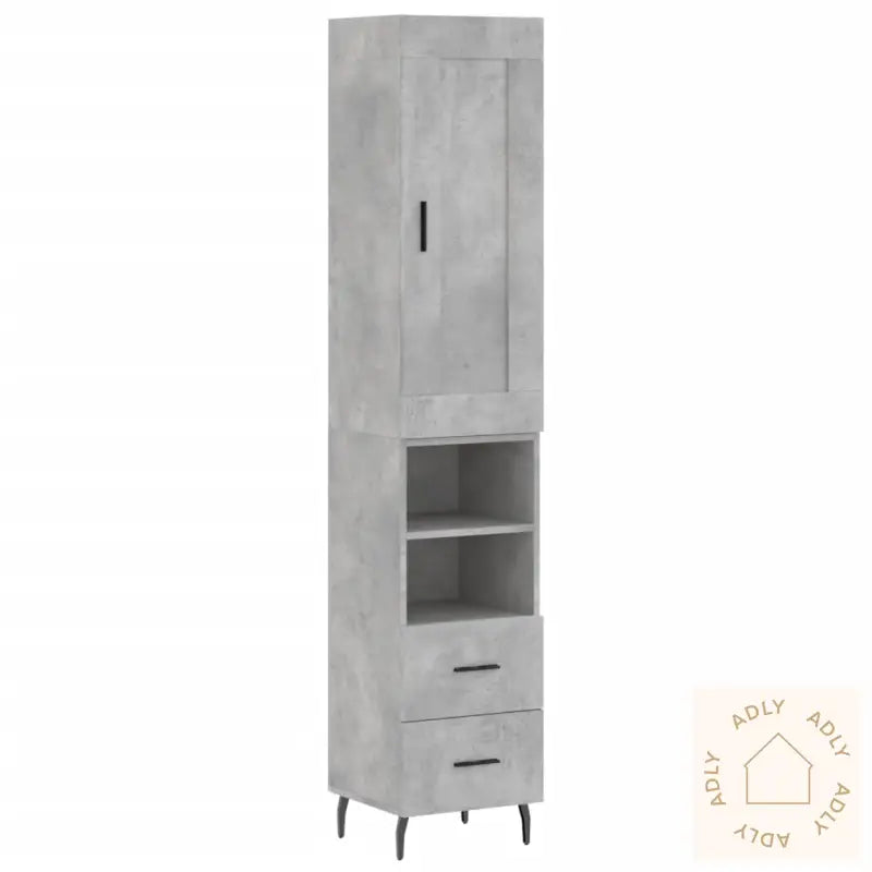 Highboard Betonggrå 34,5X34X180 Cm Konstruert Tre