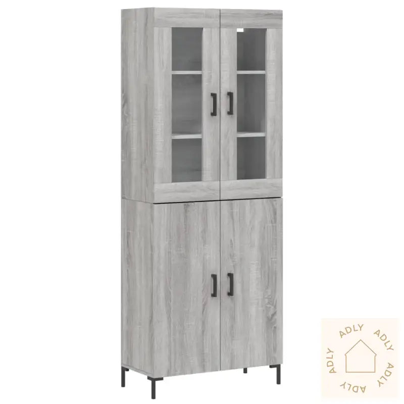 Highboard Grå Sonoma 69,5X34X180 Cm Konstruert Tre