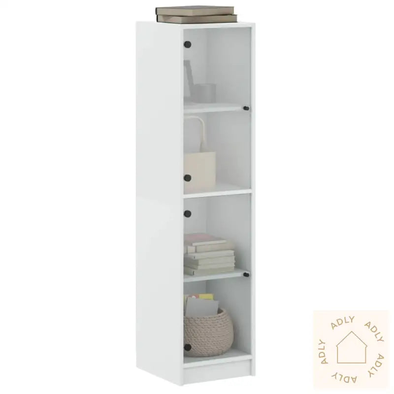 Highboard Med Glassdører Hvit 35X37X142 Cm
