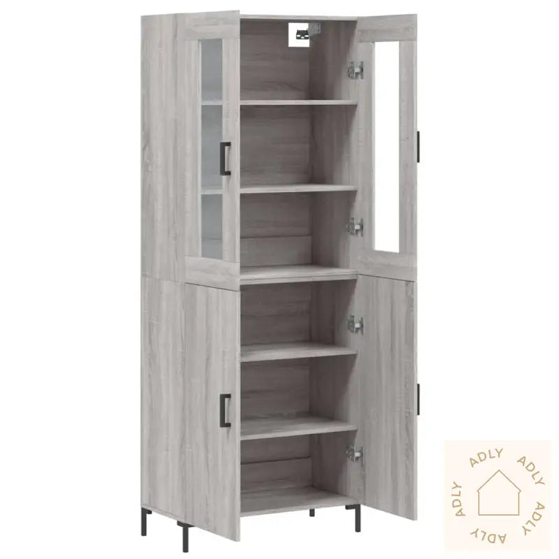 Highboard Grå Sonoma 69,5X34X180 Cm Konstruert Tre