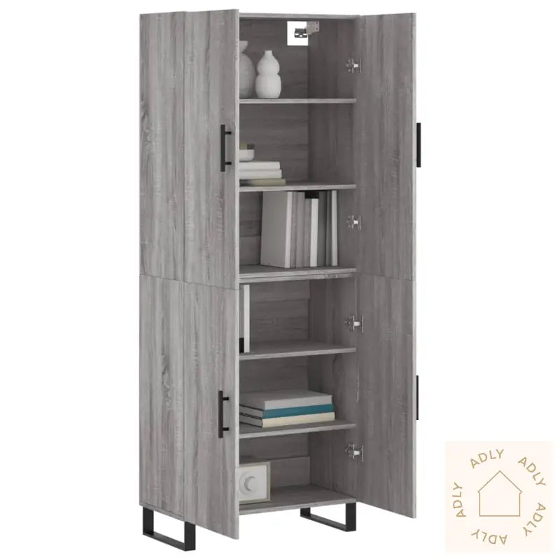 Highboard Grå Sonoma 69,5X34X180 Cm Konstruert Tre