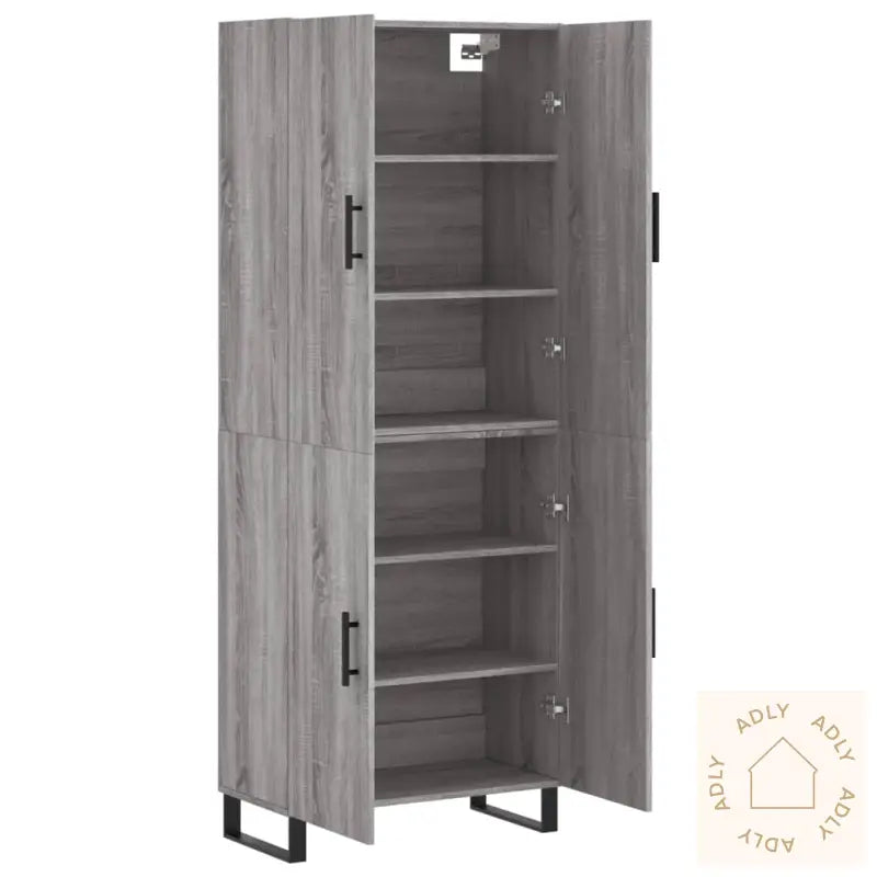 Highboard Grå Sonoma 69,5X34X180 Cm Konstruert Tre
