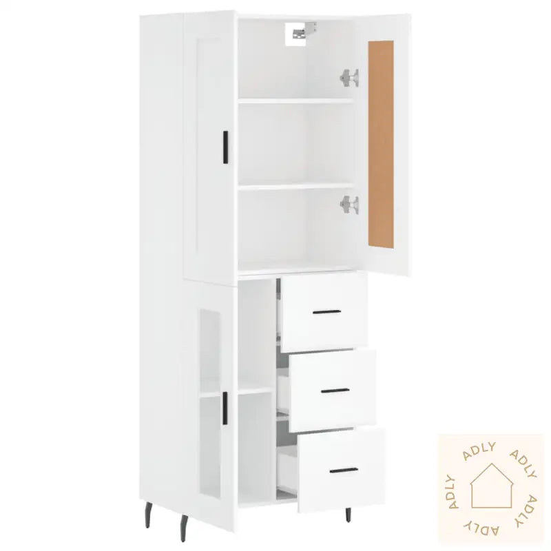 Highboard Hvit 69,5X34X180 Cm Konstruert Tre