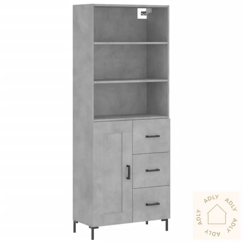 Highboard Betonggrå 69,5X34X180 Cm Konstruert Tre