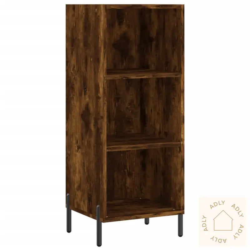 Highboard Røkt Eik 34,5X34X180 Cm Konstruert Tre