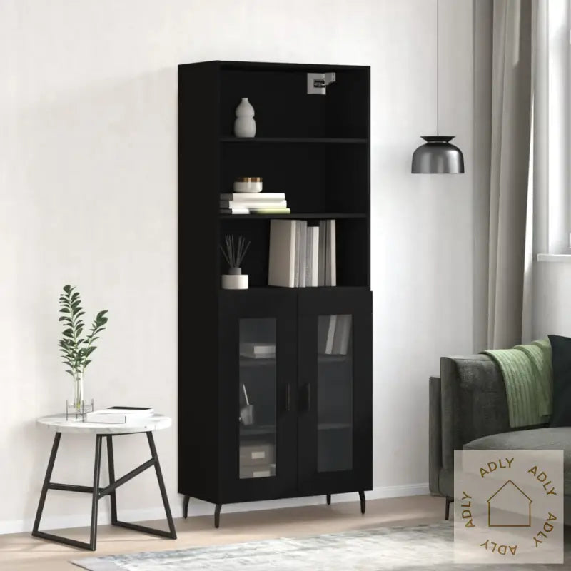 Highboard Svart 69,5X34X180 Cm Konstruert Tre