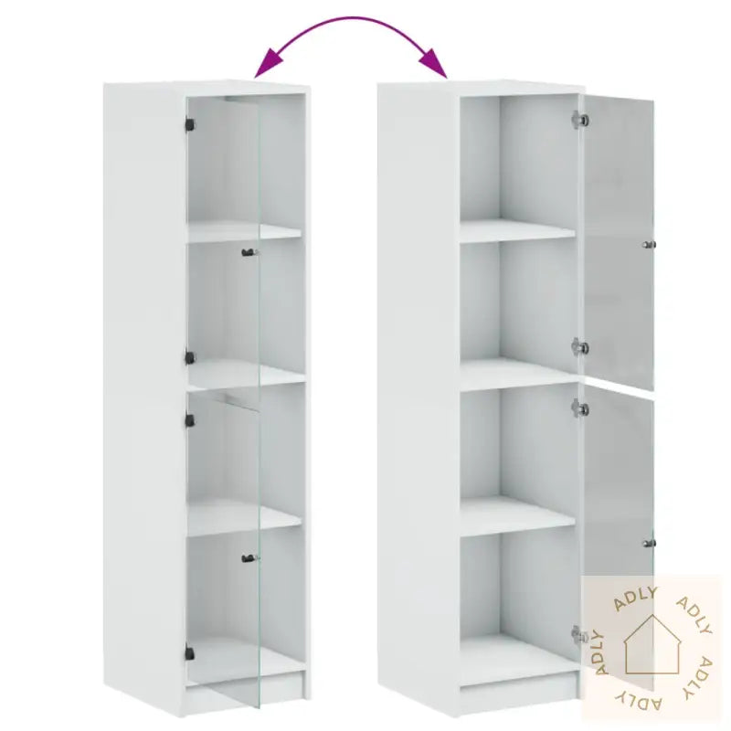 Highboard Med Glassdører Hvit 35X37X142 Cm