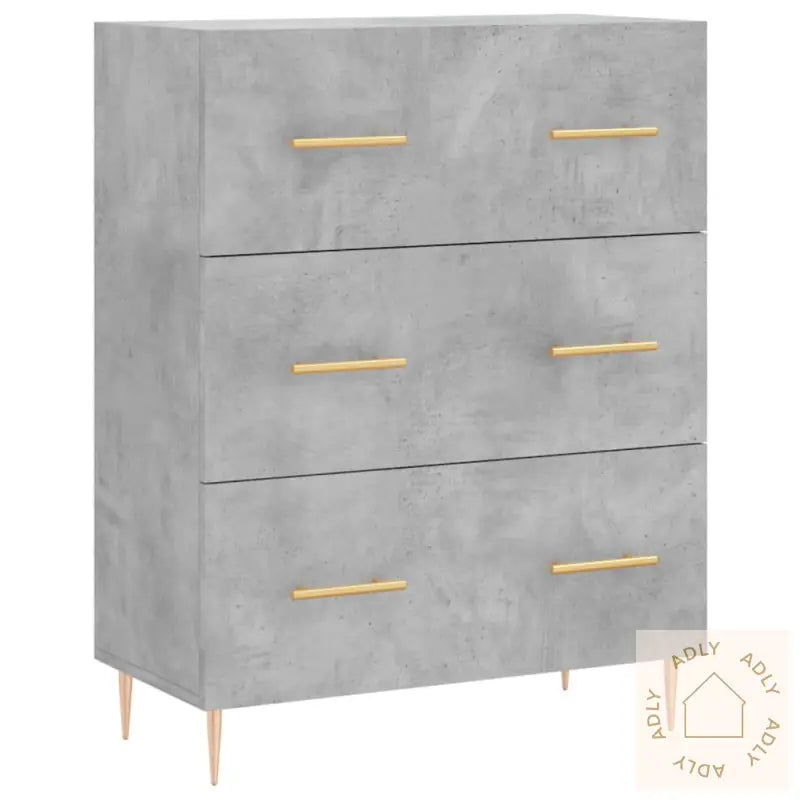 Highboard Betonggrå 69,5X34X180 Cm Konstruert Tre