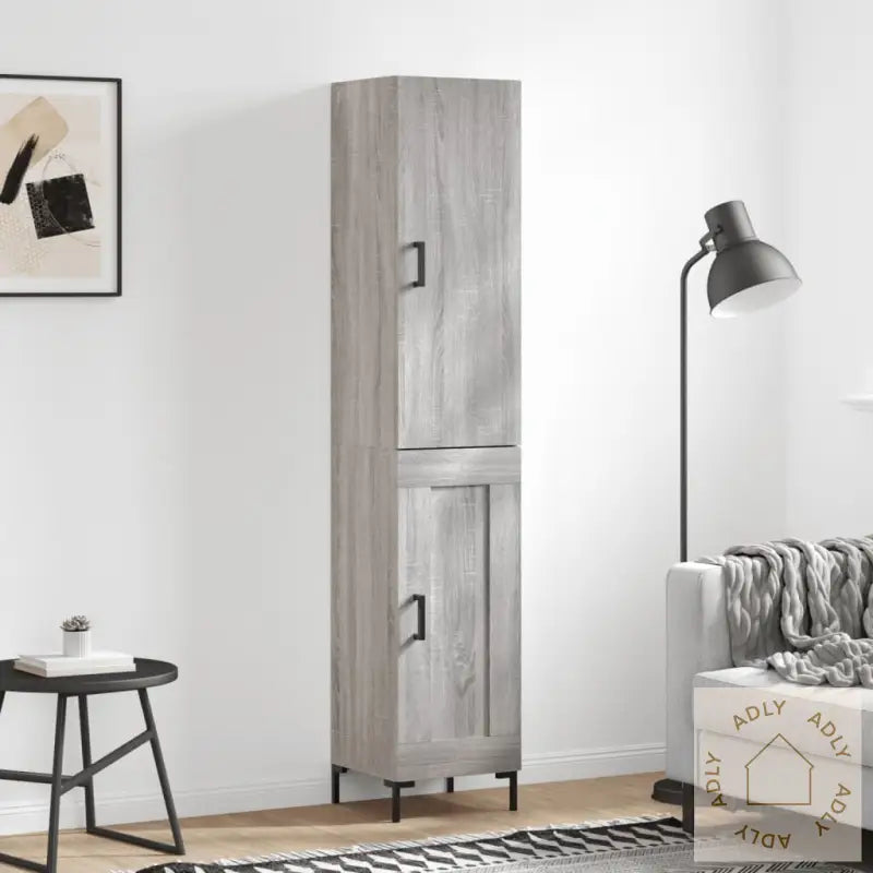Highboard Grå Sonoma 34,5X34X180 Cm Konstruert Tre