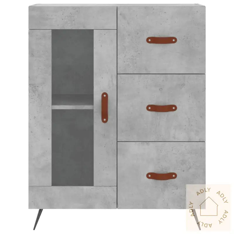 Highboard Betonggrå 69,5X34X180 Cm Konstruert Tre
