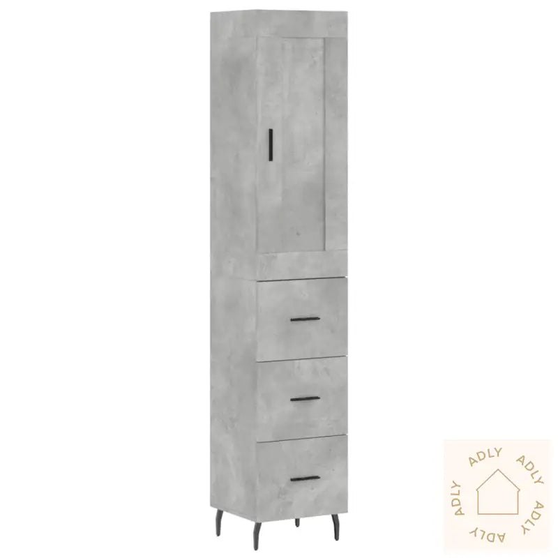 Highboard Betonggrå 34,5X34X180 Cm Konstruert Tre