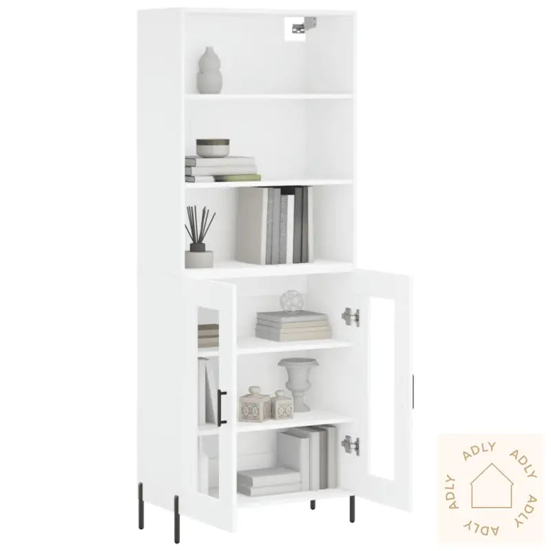 Highboard Hvit 69,5X34X180 Cm Konstruert Tre