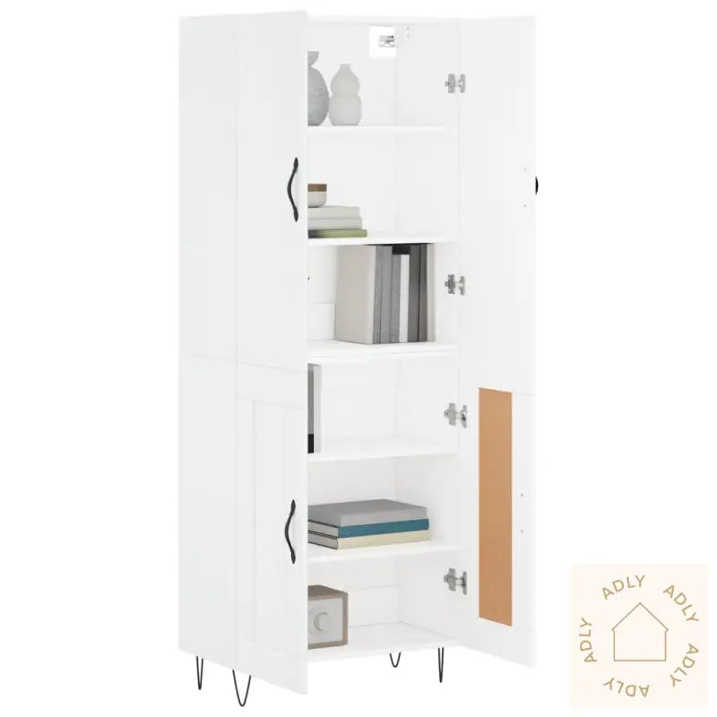 Highboard Hvit 69,5X34X180 Cm Konstruert Tre