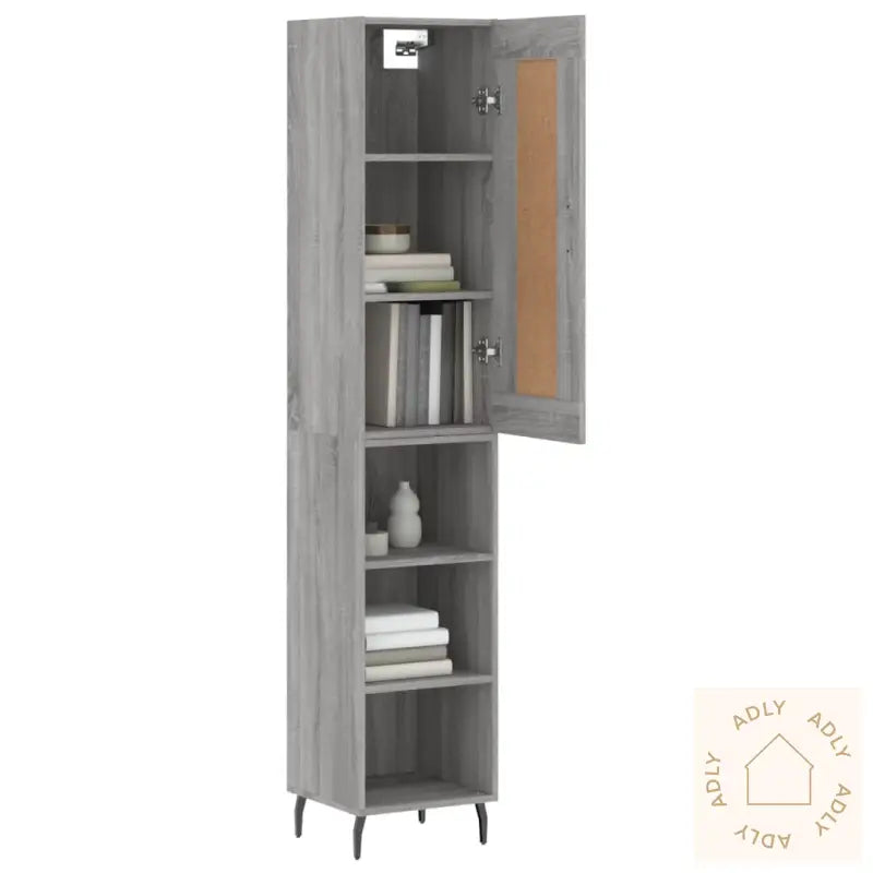 Highboard Grå Sonoma 34,5X34X180 Cm Konstruert Tre