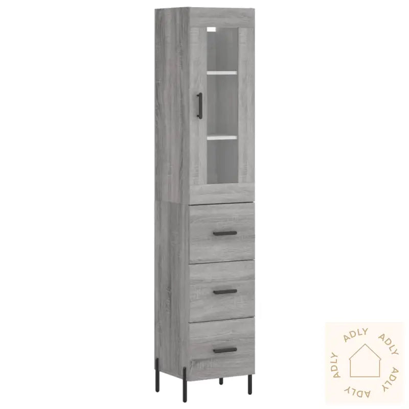 Highboard Grå Sonoma 34,5X34X180 Cm Konstruert Tre