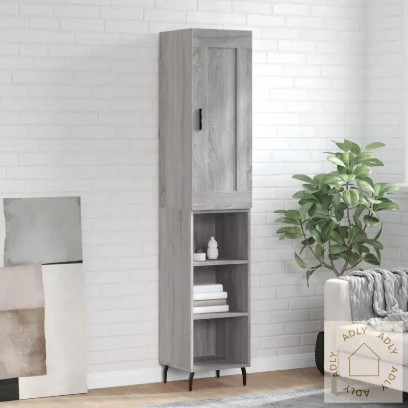 Highboard Grå Sonoma 34,5X34X180 Cm Konstruert Tre