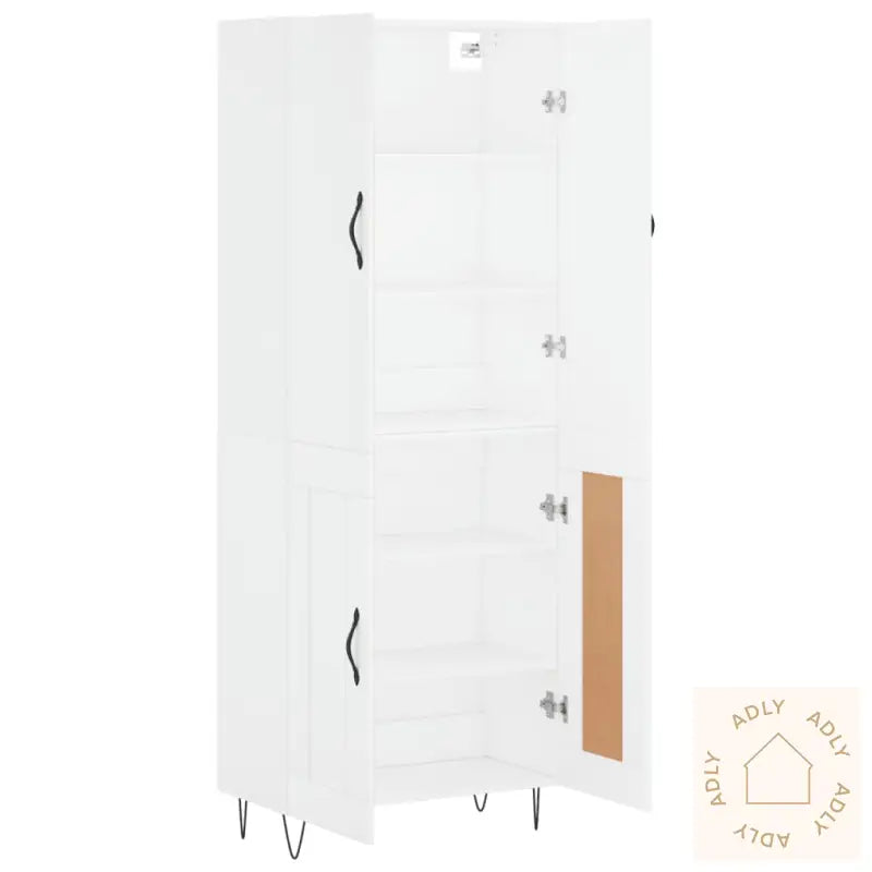 Highboard Hvit 69,5X34X180 Cm Konstruert Tre